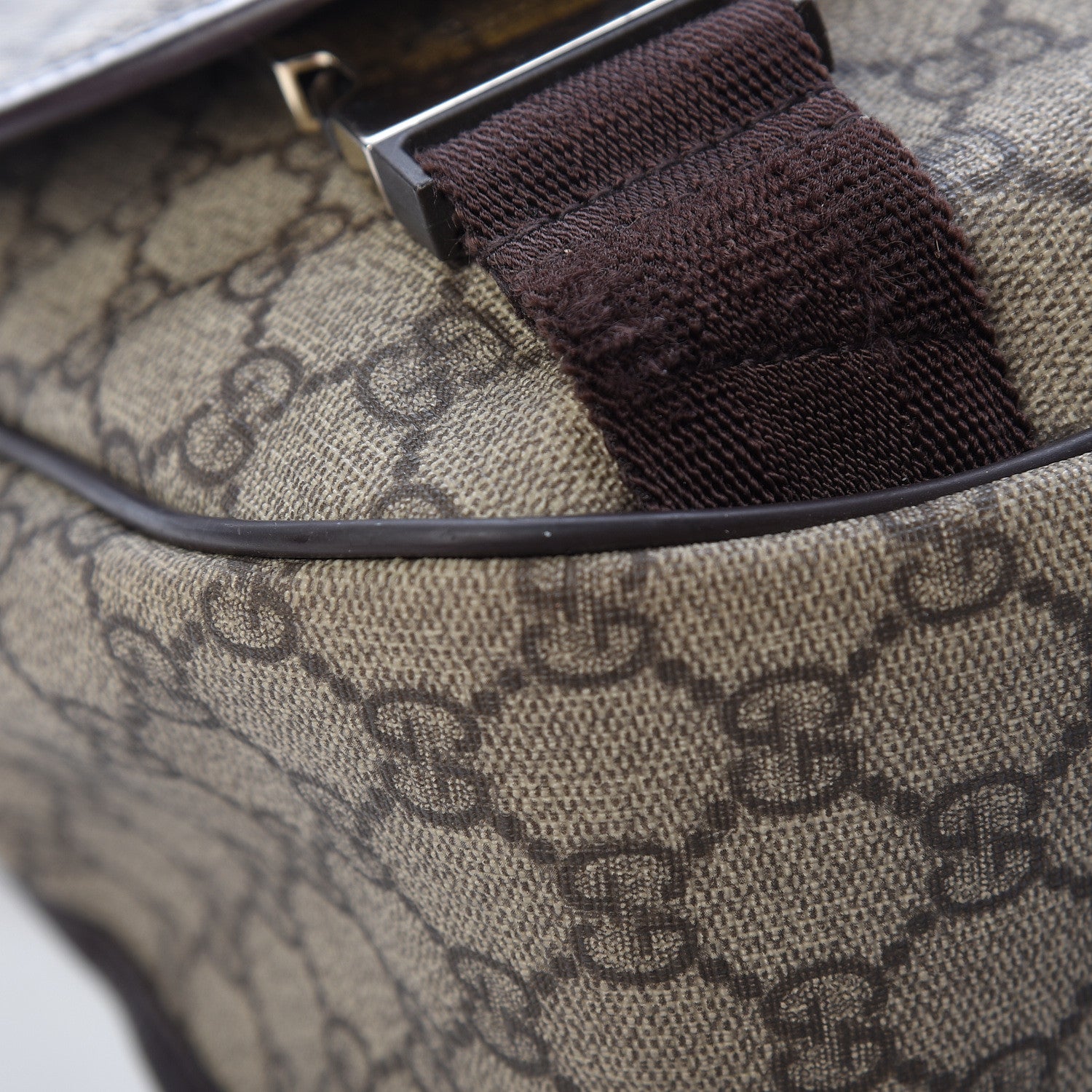 Gucci GG Plus Monogram Medium Double Buckle Flap Messenger Bag Beige Dark Brown 13 of 19