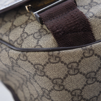 Gucci GG Plus Monogram Medium Double Buckle Flap Messenger Bag Beige Dark Brown 13 of 19