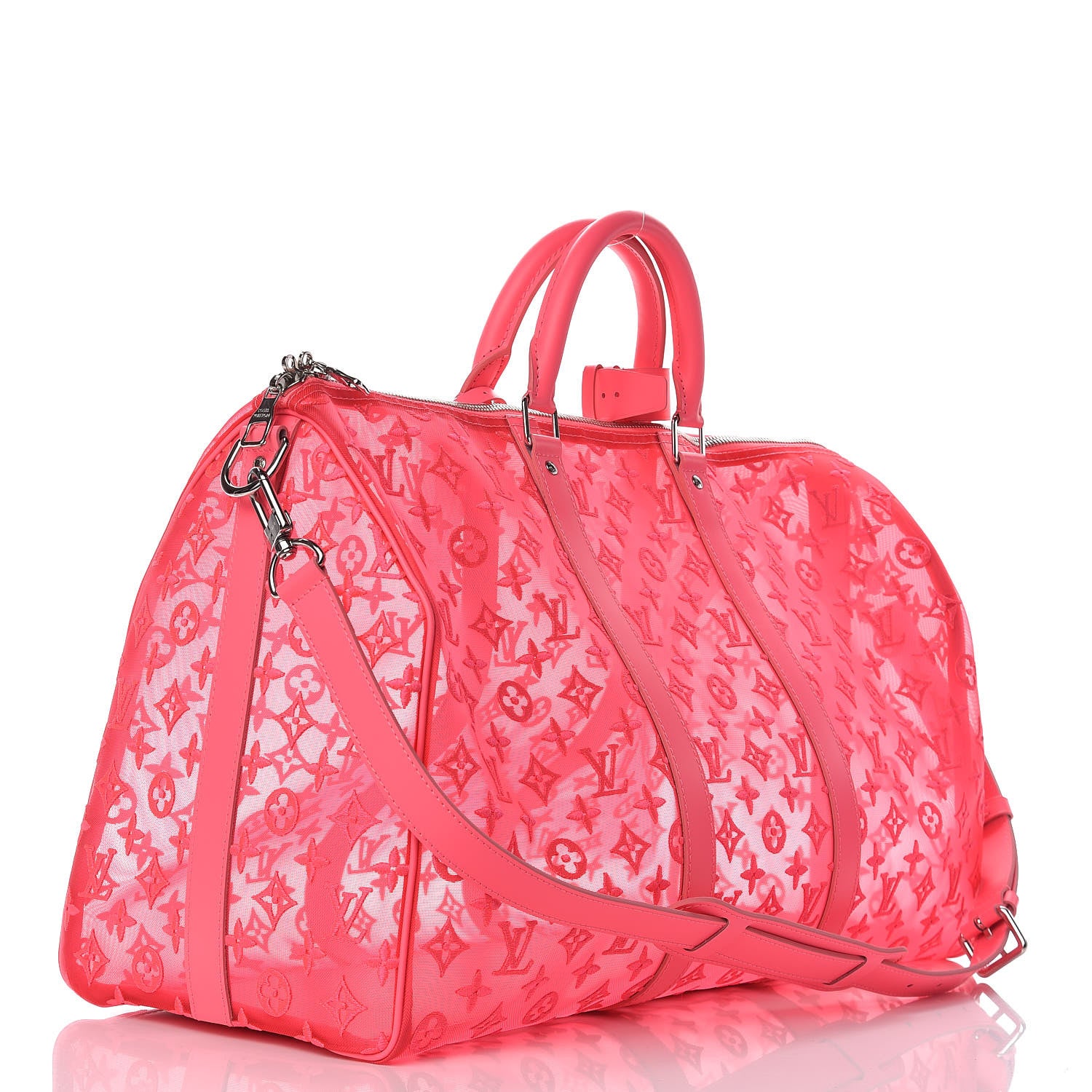Louis Vuitton Monogram Fluo See Through Keepall Bandouliere 50 Rose 3 of 13