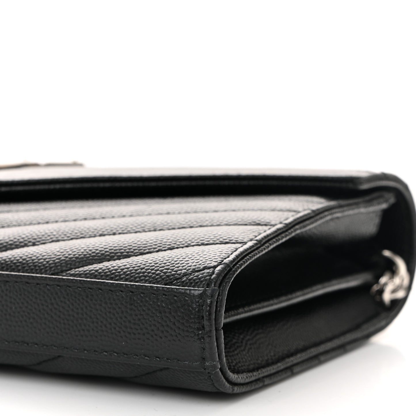 Grain De Poudre Matelasse Chevron Monogram Chain Wallet Black