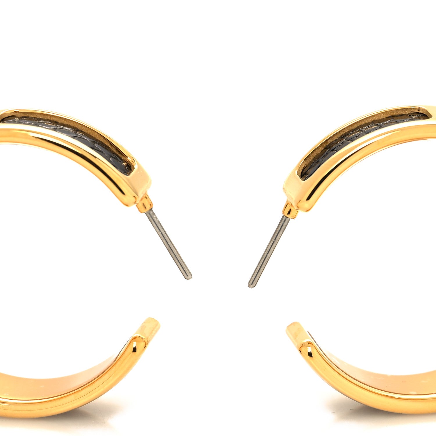 Hermes Lizard Olympe Earrings Black 3 of 4