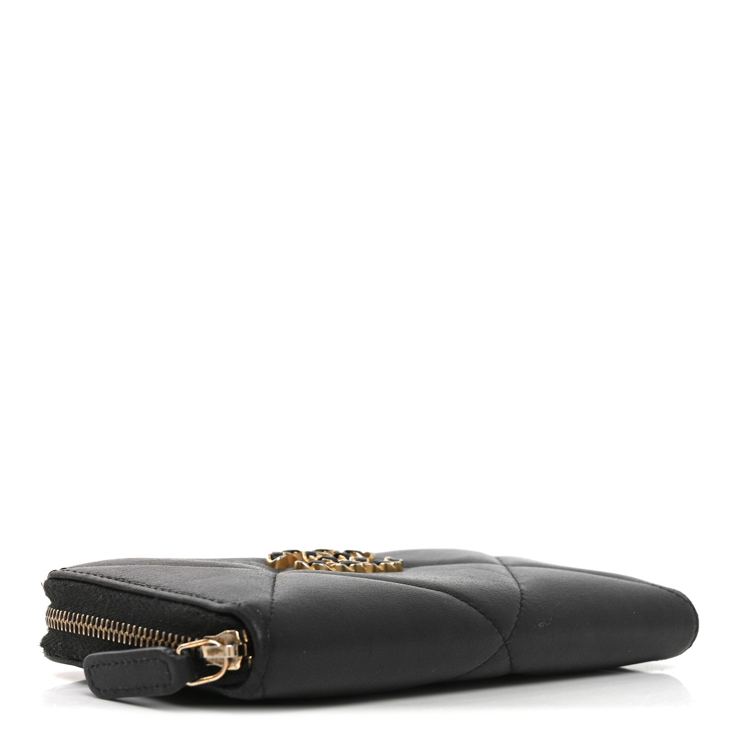 Chanel Goatskin Quilted Medium Chanel 19 Zipped Wallet Black 4 of 8