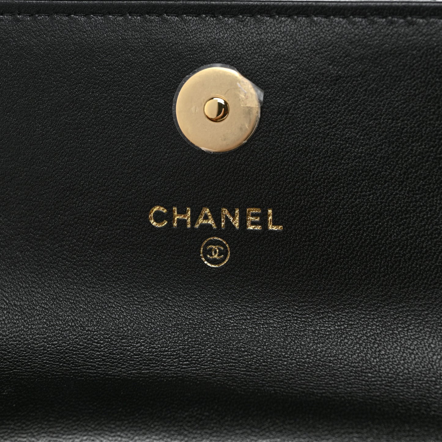 Lambskin Quilted CC Hook Card Holder Black
