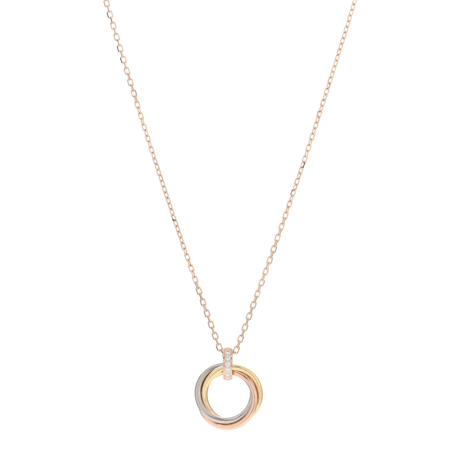 Cartier 18K Pink White Yellow Gold Diamond Trinity Pendant Necklace 1 of 4