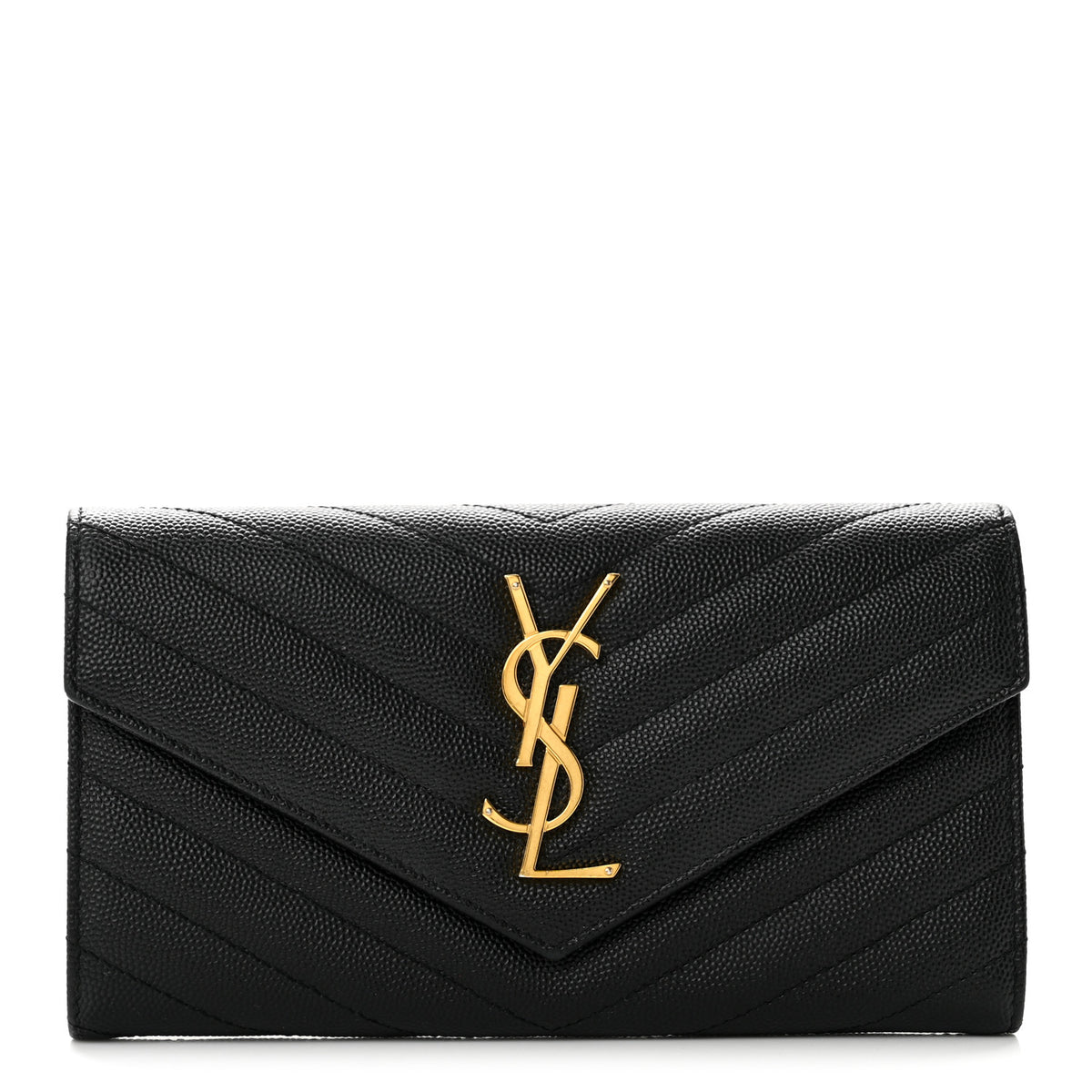 Grain De Poudre Matelasse Chevron Monogram Flap Wallet Black