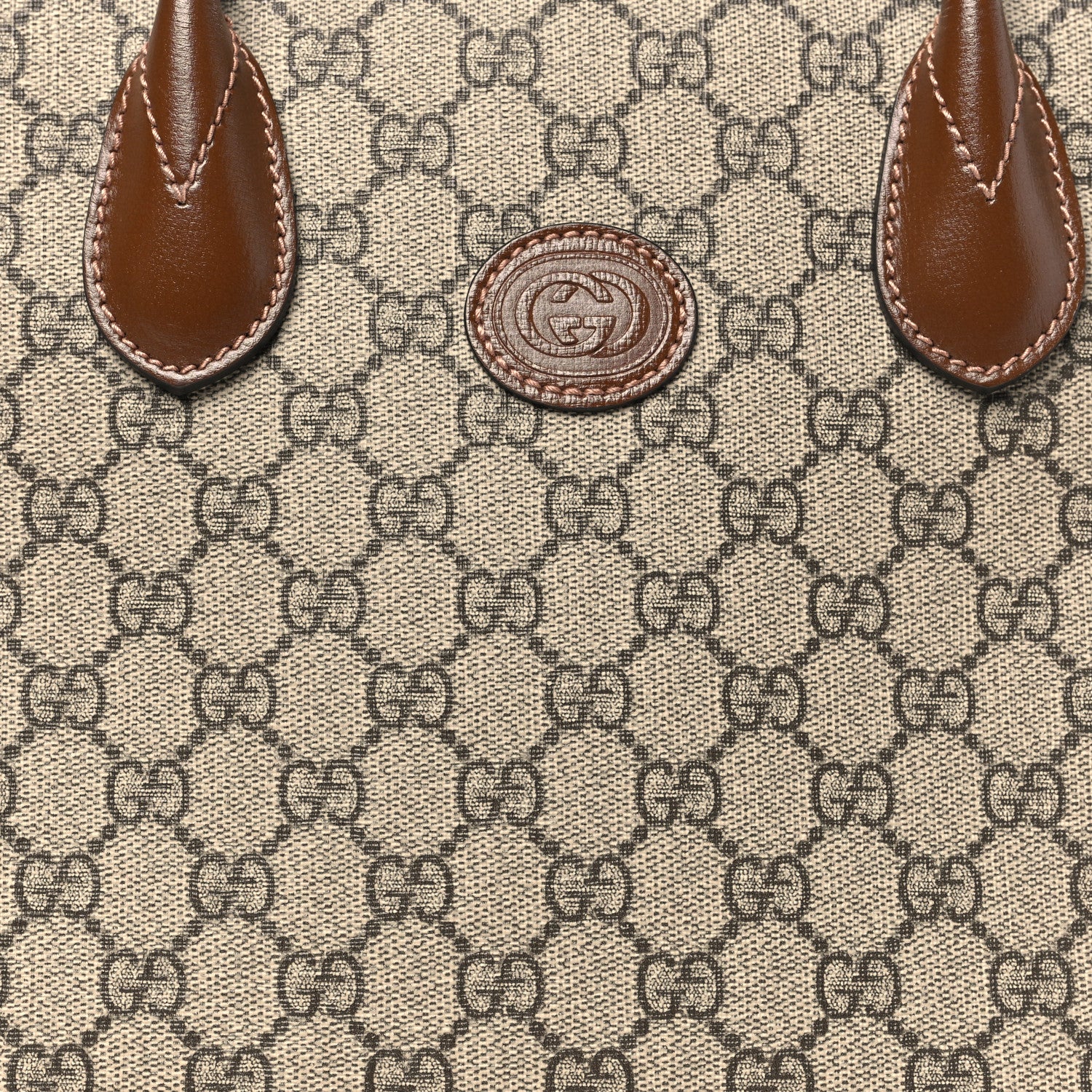 Gucci GG Supreme Monogram Azalea Calfskin Small Retro Interlocking G Tote Bag Beige Ebony Brown Sugar 6 of 8