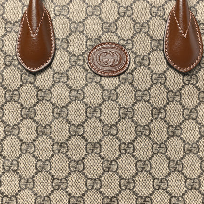 Gucci GG Supreme Monogram Azalea Calfskin Small Retro Interlocking G Tote Bag Beige Ebony Brown Sugar 6 of 8