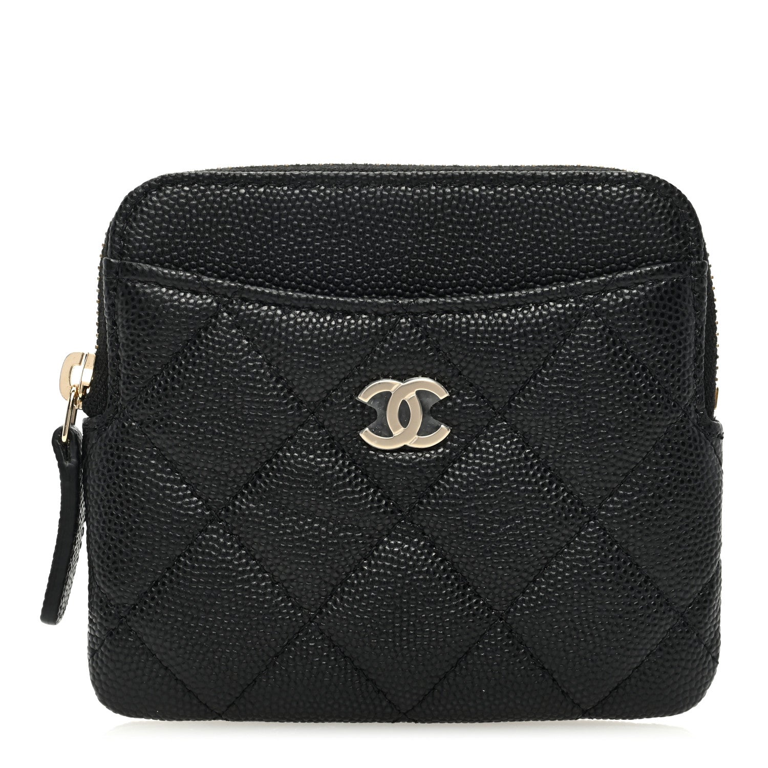 Chanel Caviar Quilted Zip Card Holder Wallet Black 1 of 8