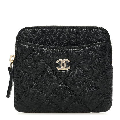 Chanel Caviar Quilted Zip Card Holder Wallet Black 1 of 8