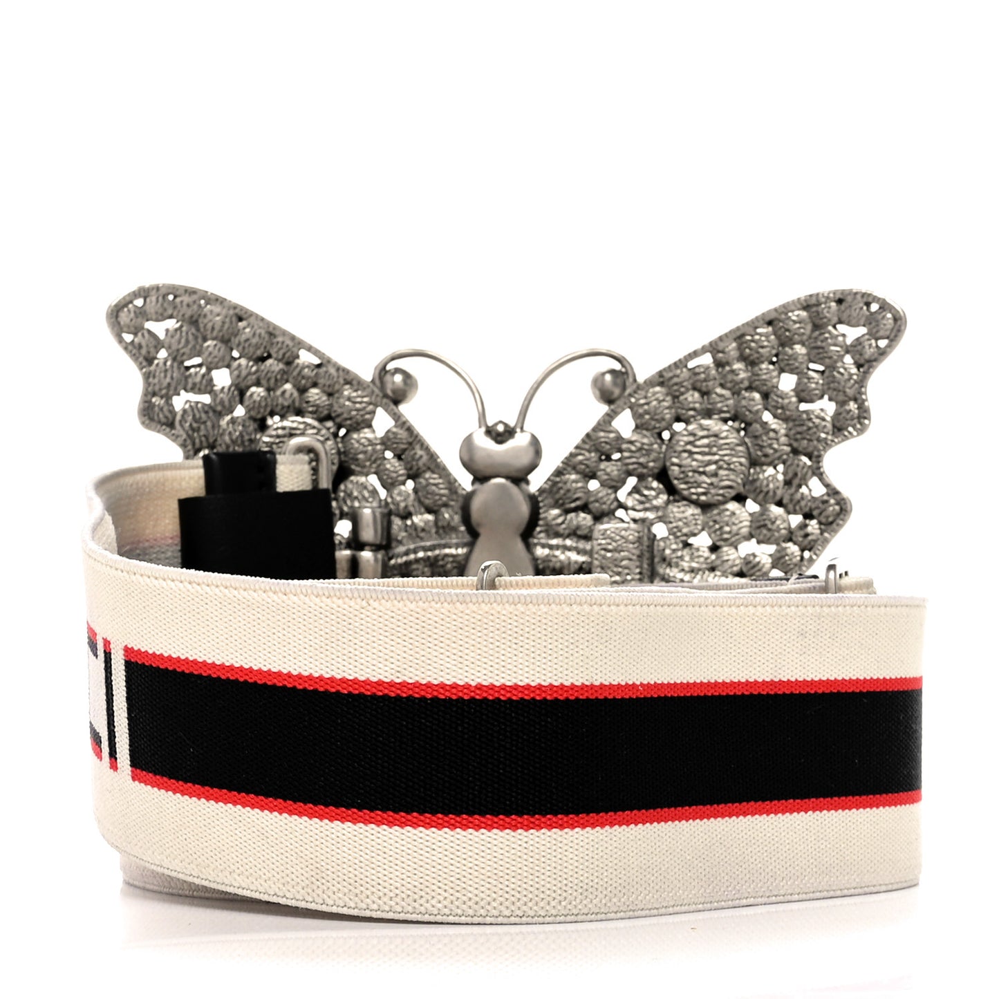 Jacquard Crystal Stripe Butterfly Belt 95 38 White