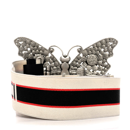 Gucci Jacquard Crystal Stripe Butterfly Belt 95 38 White 2 of 4