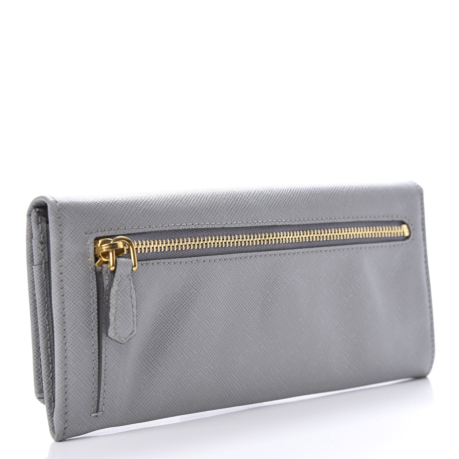 Prada Saffiano Metal Continental Flap Wallet Granito 2 of 8