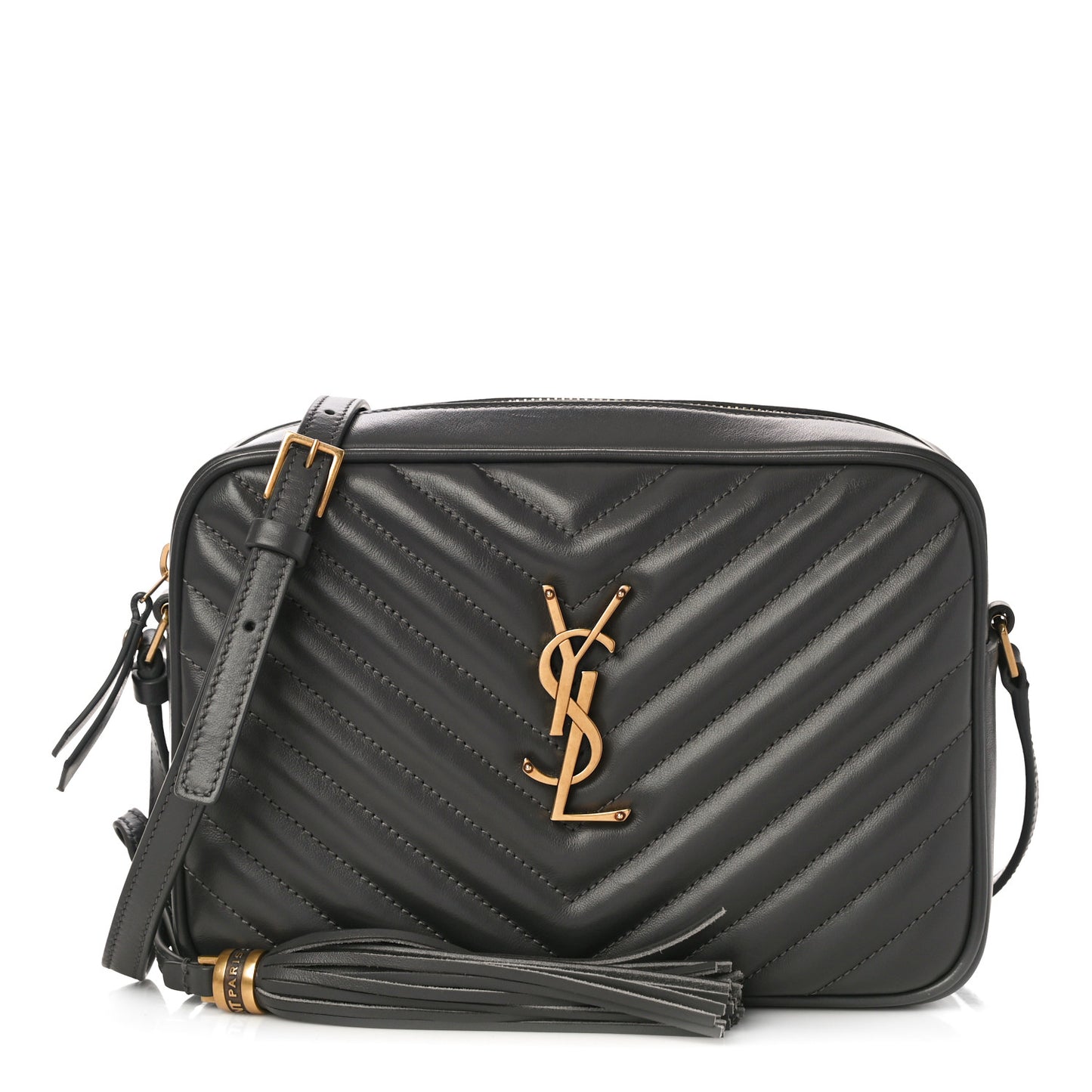 Calfskin Matelasse Monogram Lou Camera Bag Grey Kaki