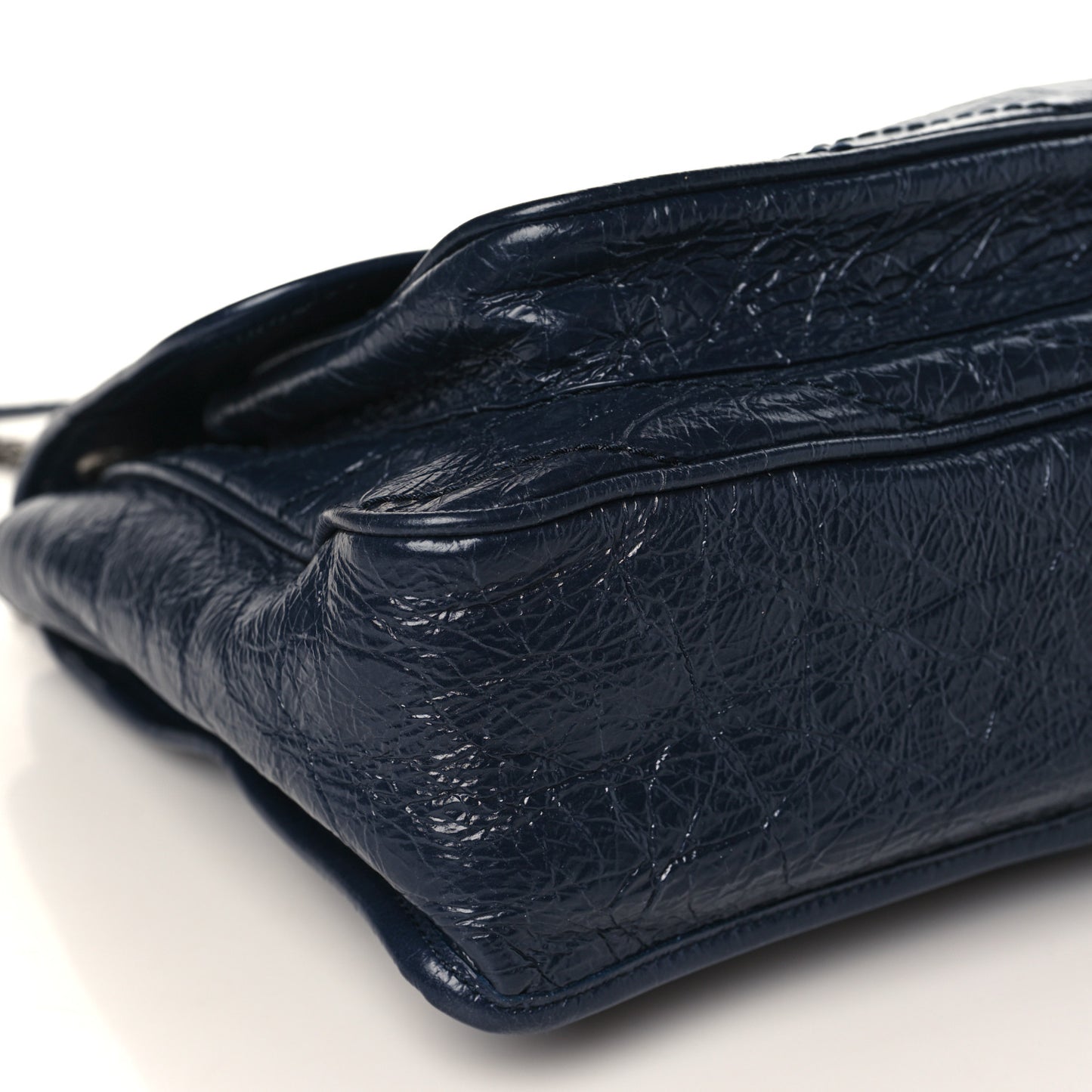 Crinkled Calfskin Matelasse Monogram Large Niki Chain Satchel Deep Marine