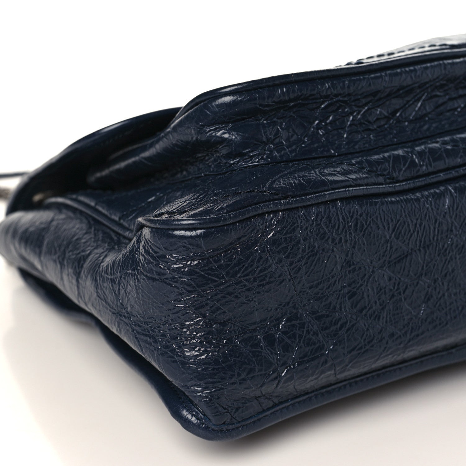 Saint Laurent Crinkled Calfskin Matelasse Monogram Large Niki Chain Satchel Deep Marine 8 of 9