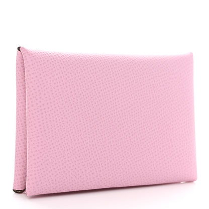 Hermes Epsom Horseshoe Calvi Card Case Mauve Sylvestre Craie 3 of 8