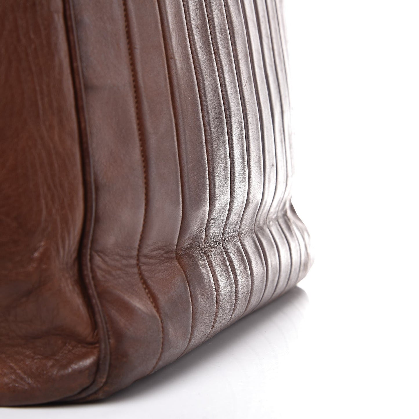 Lambskin Vertical Quilt Maxi Flap Brown