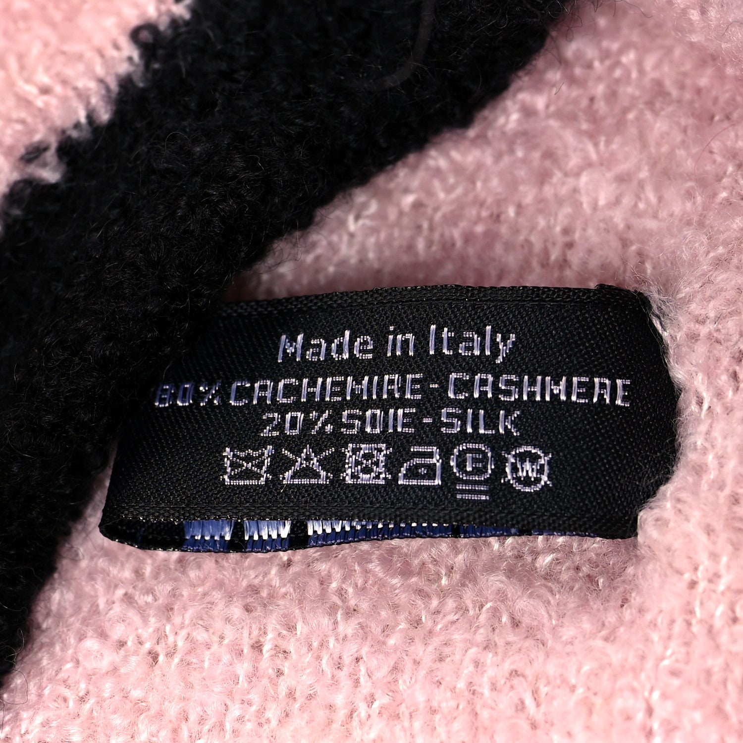 Chanel Cashmere Silk CC Beanie Hat Pink Black 5 of 5
