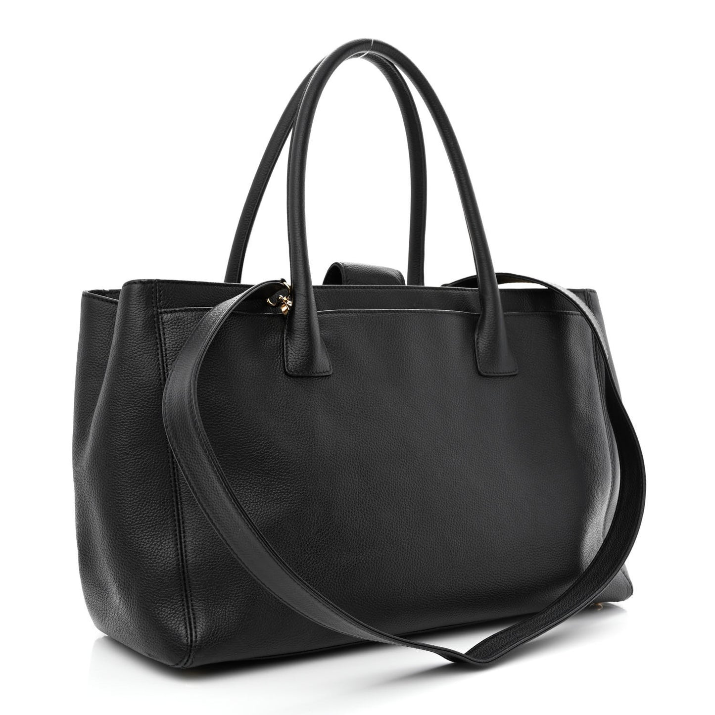 Calfskin Cerf Executive Shopper Tote Black