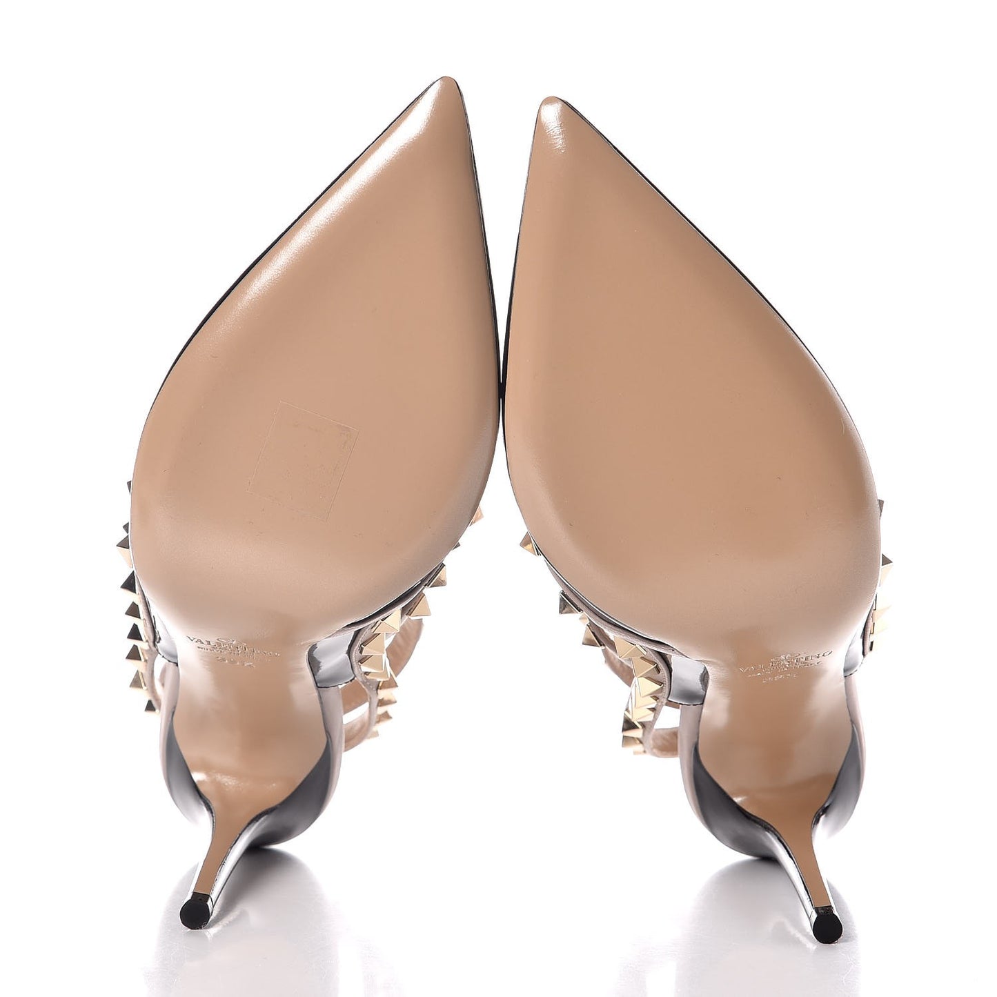 Patent Nappa Rockstud Ankle Strap 100mm Pumps 39.5 Black Poudre