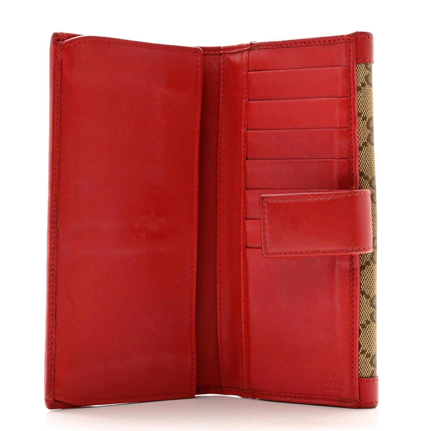 Gucci Monogram Script Continental Wallet Red 5 of 10
