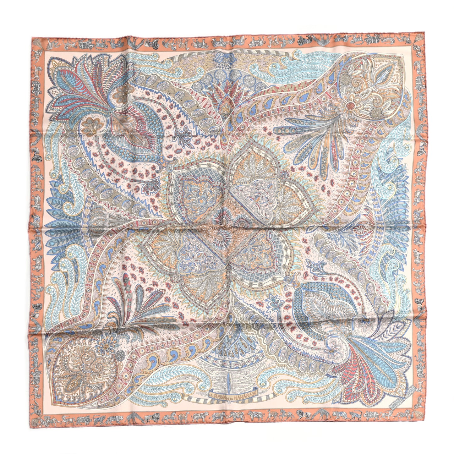 Silk Le Jardin De La Maharani Scarf 90 Rose Pale Aqua Poudre