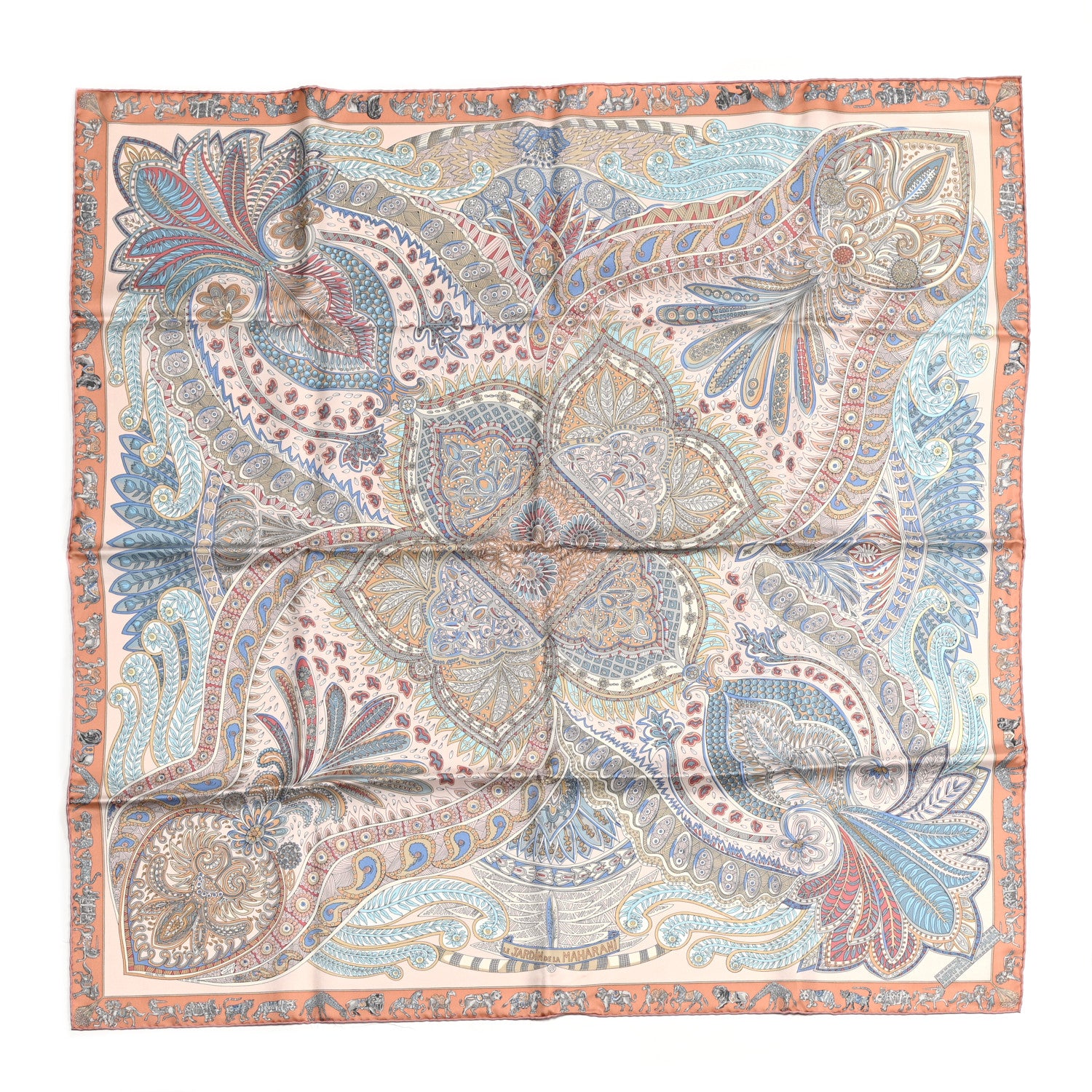 Hermes Silk Le Jardin De La Maharani Scarf 90 Rose Pale Aqua Poudre 1 of 5