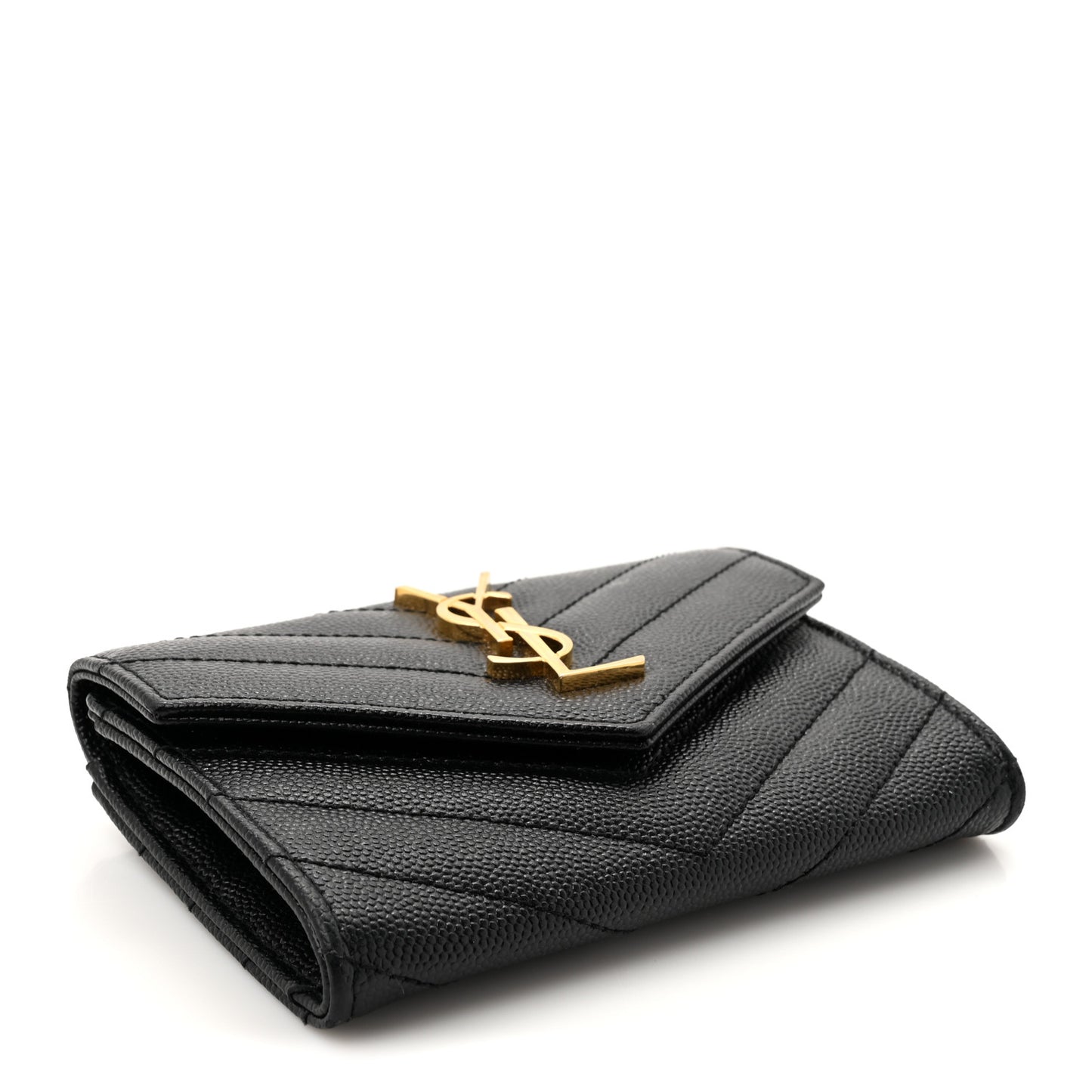 Grain De Poudre Matelasse Chevron Small Monogram Envelope Wallet Black