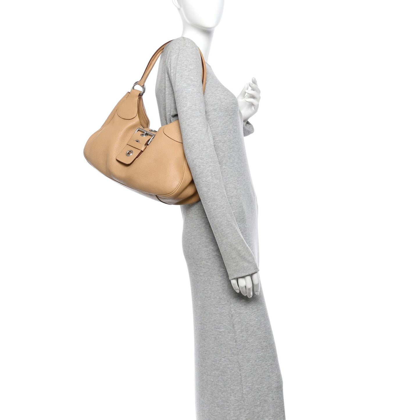 Vitello Daino Moon Shoulder Bag  Sabbia