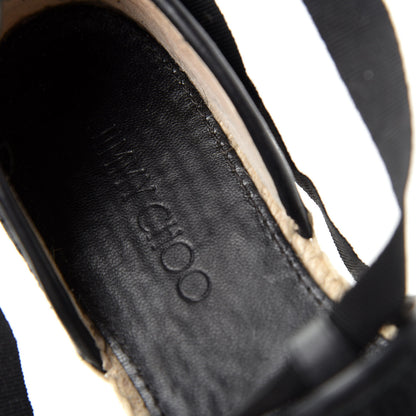 Jimmy Choo Embroidered Lace Dolphin Espadrille Flats 37 Black 8 of 10