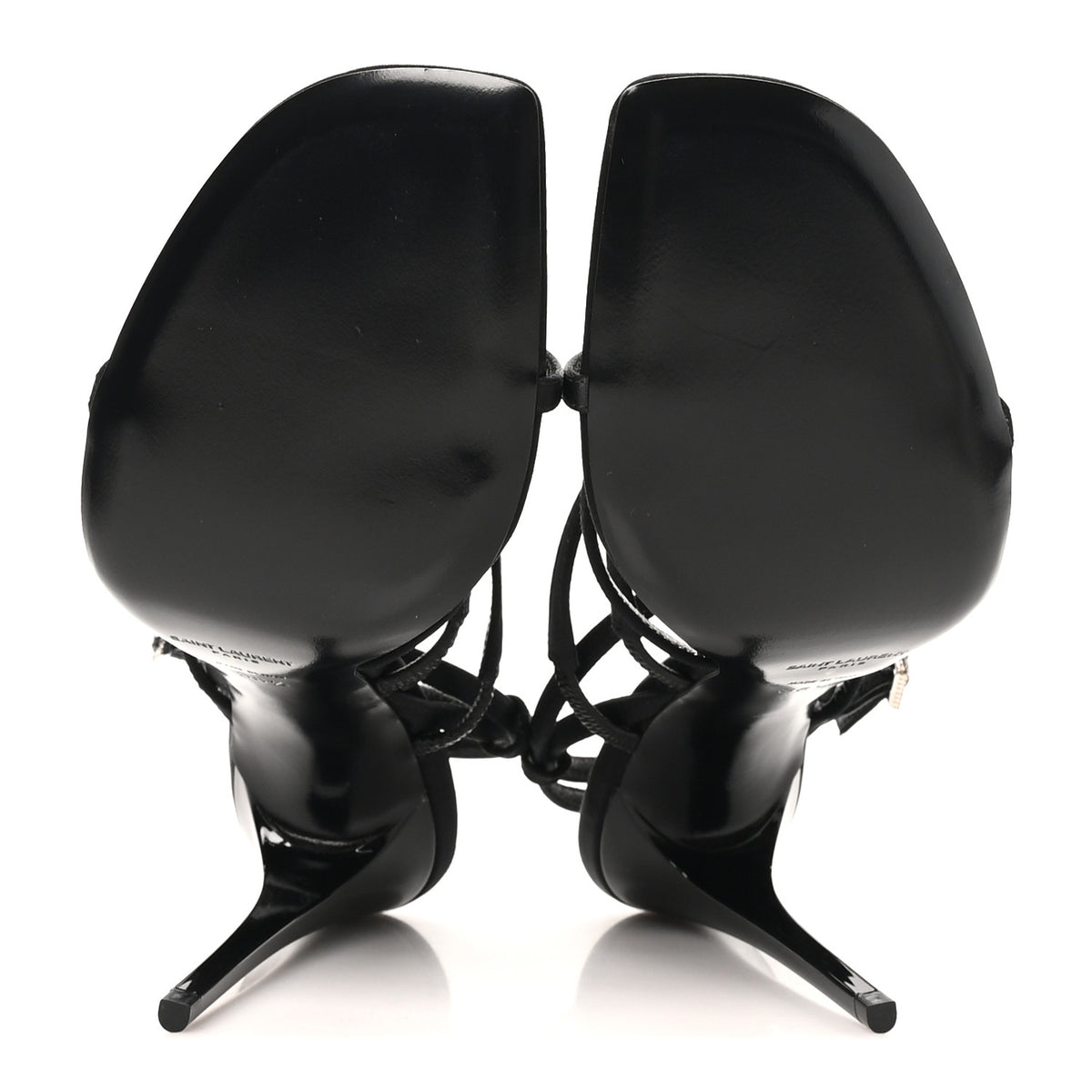 Saint Laurent Crepe Satin Crystal Logo Jerry 110 Ankle Strap Sandals 38.5 Black 6 of 9