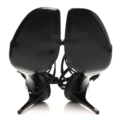 Saint Laurent Crepe Satin Crystal Logo Jerry 110 Ankle Strap Sandals 38.5 Black 6 of 9