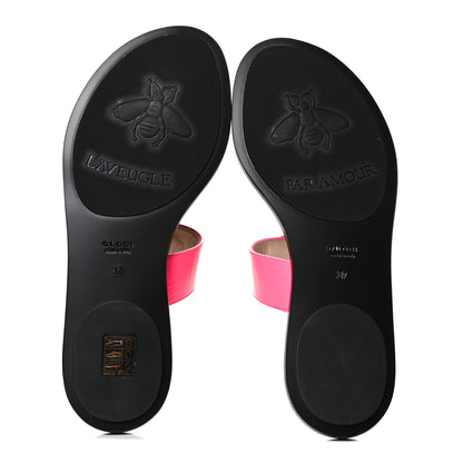 Gucci Calfskin GG Marmont Thong Sandals 37 Fuxia Fluo 7 of 12