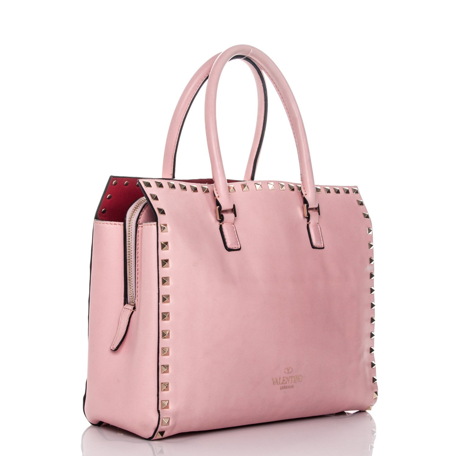 Valentino Garavani Vitello Small Rockstud Top Handle Tote Rose 3 of 7