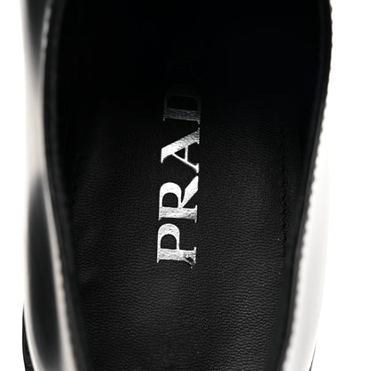 Prada Spazzolato Metal Triangle Logo 50mm Loafers 36 Black 8 of 10