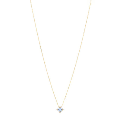 Suzanne Kalan 18K Yellow Gold Diamond Blue Sapphire Princess Midi Pendant Necklace 1 of 6