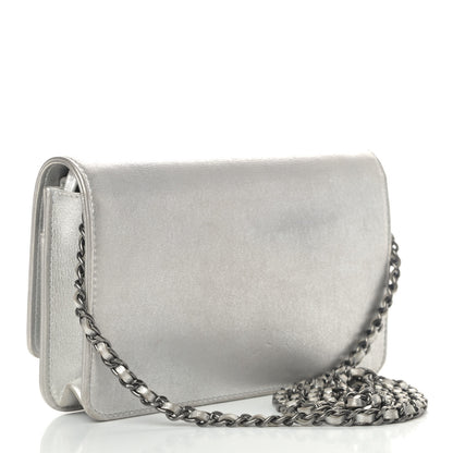 Chanel Metallic Lambskin Timeless Wallet on Chain WOC Silver 2 of 6