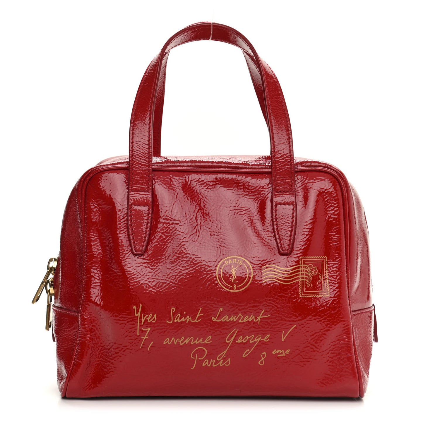 Textured Patent Mini Y-Mail Tote Red