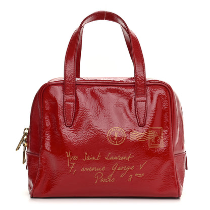 Saint Laurent Textured Patent Mini Y-Mail Tote Red 1 of 9