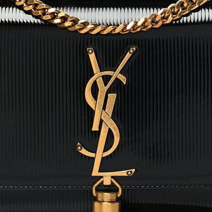 Saint Laurent Patent Linear Embossed Small Classic Monogram Kate Tassel Satchel Black 7 of 9