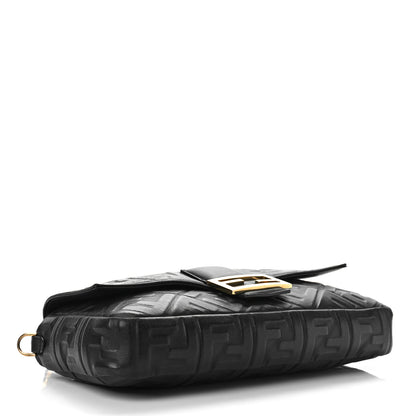 Fendi Nappa FF 1974 Embossed Large Baguette Black 4 of 10