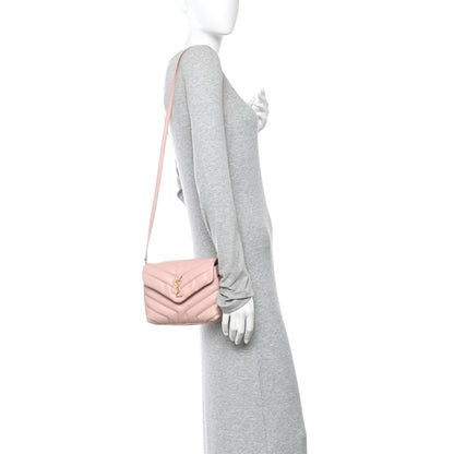 Saint Laurent Calfskin Y Quilted Monogram Toy Loulou Crossbody Bag Tender Pink 2 of 13