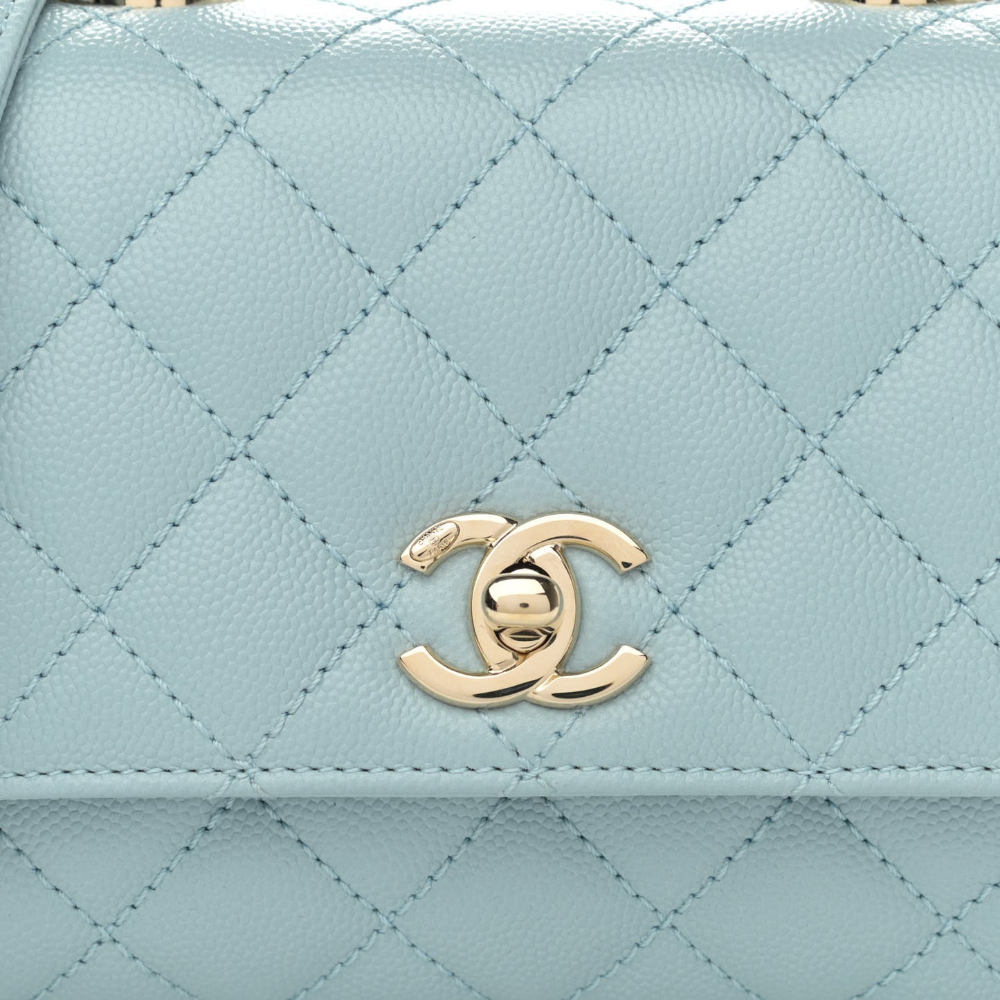 Caviar Quilted Extra Mini Coco Handle Flap Light Blue