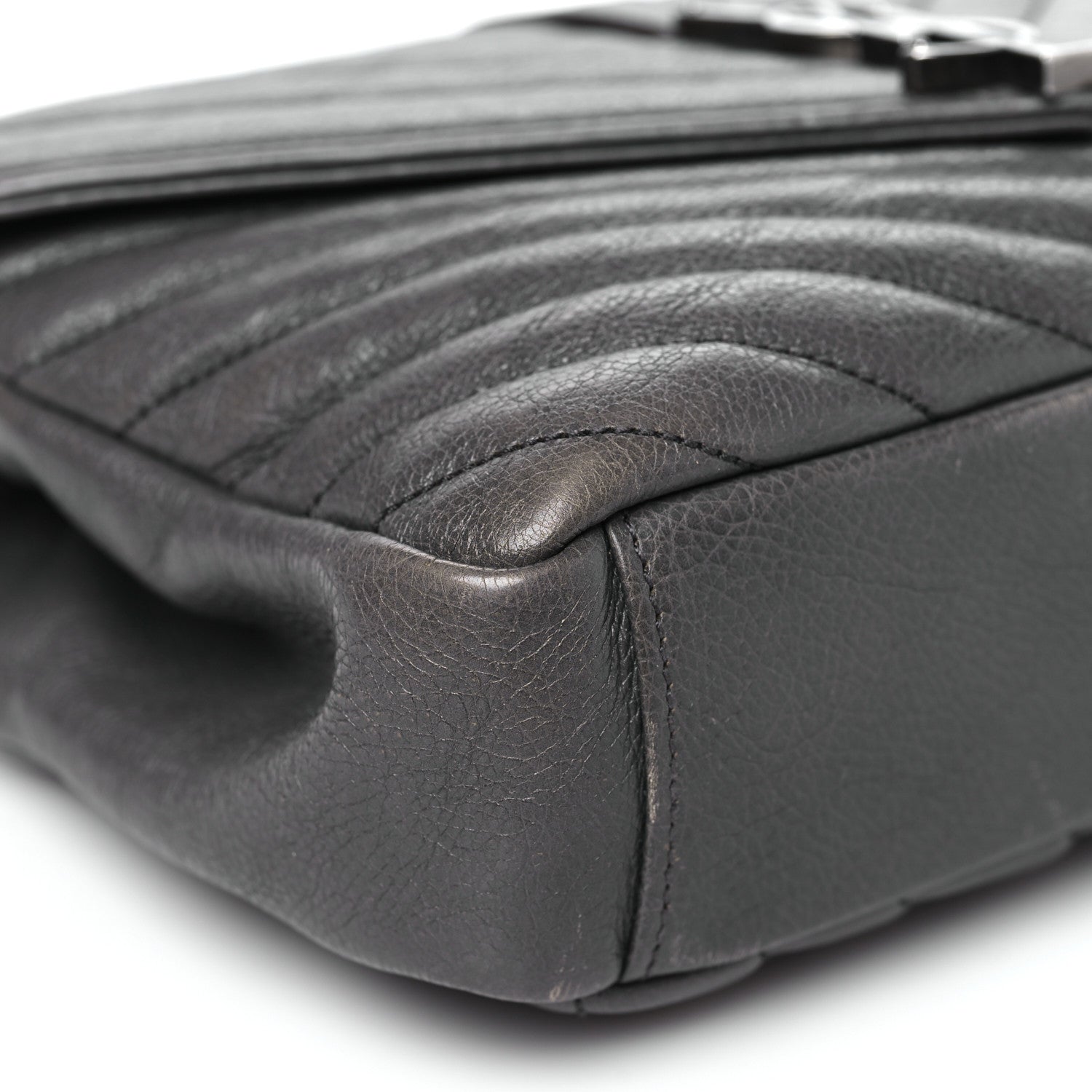 Saint Laurent Sheepskin Matelasse Chevron Monogram Medium College Bag Asphalt 9 of 13