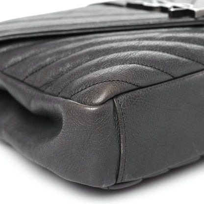 Saint Laurent Sheepskin Matelasse Chevron Monogram Medium College Bag Asphalt 9 of 13