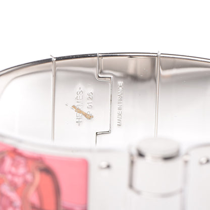 Hermes Enamel Printed Wide Charniere Brides2 Hinged Bracelet S Rose Couture 4 of 5