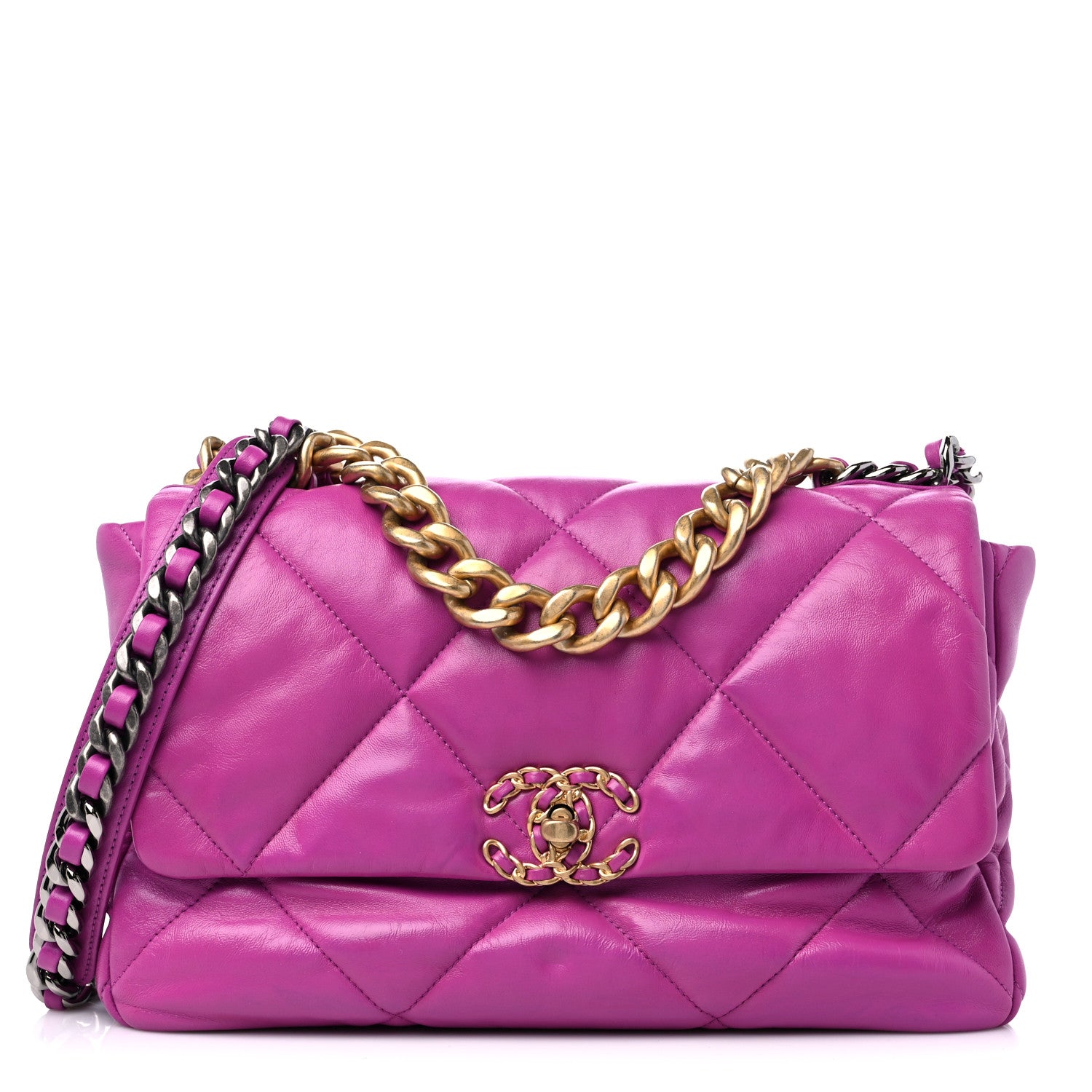 Chanel Lambskin Quilted Large Chanel 19 Flap Purple 1 of 8