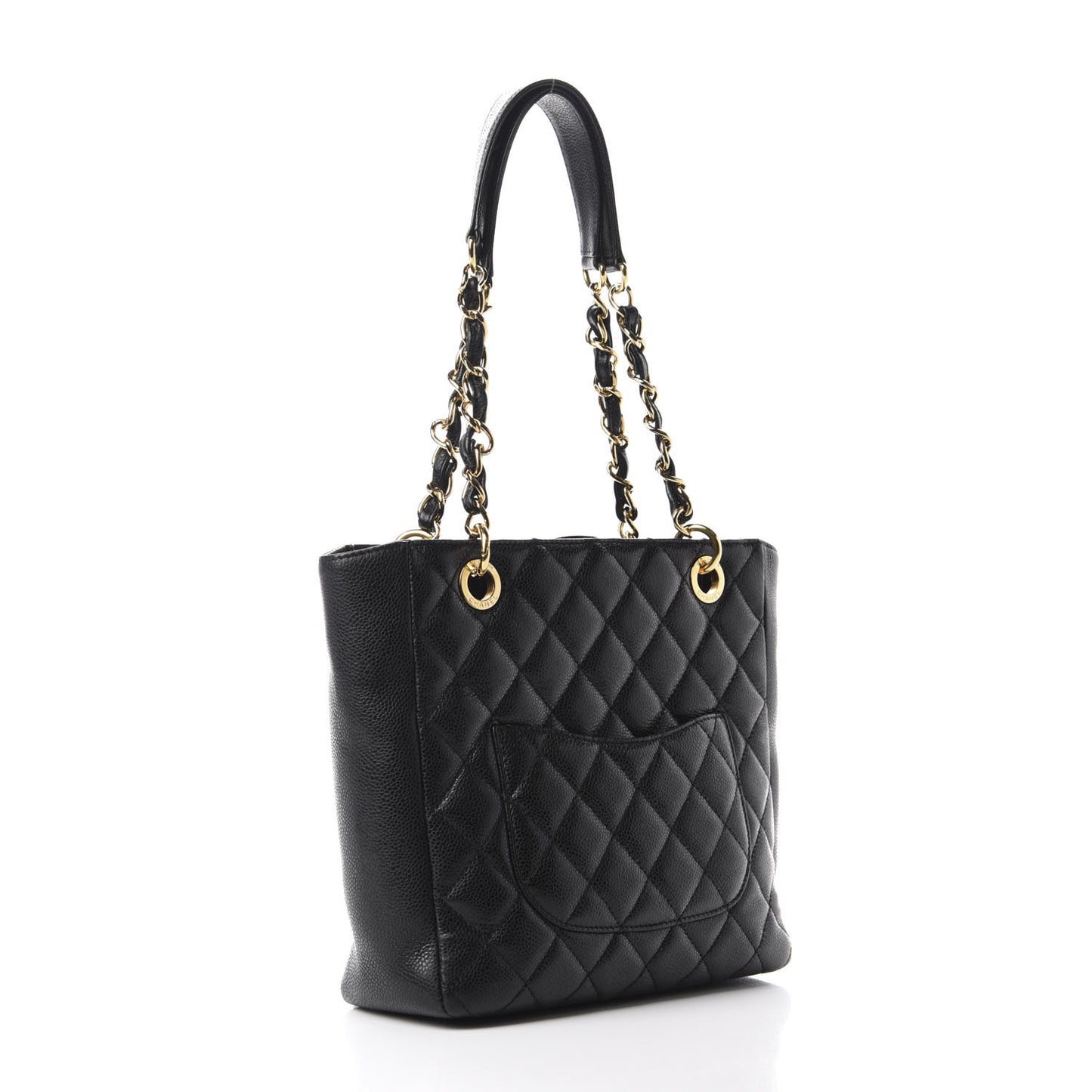 Caviar Quilted Petit Shopping Tote PST Black