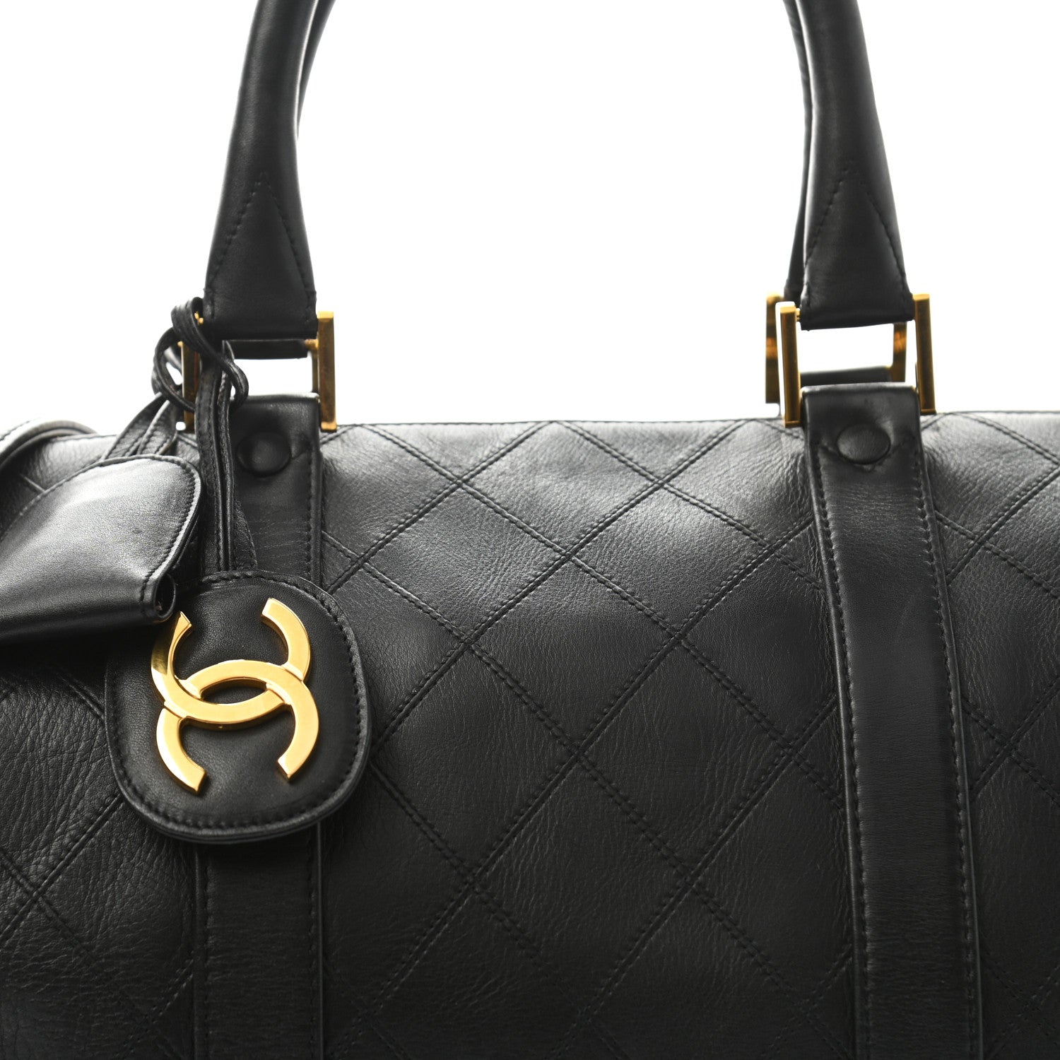 Chanel Calfskin Stitched CC Boston Black 7 of 12