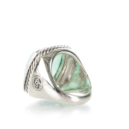 David Yurman Sterling Silver Aqua Chalcedony 17mm Albion Statement Ring 52 6 3 of 5